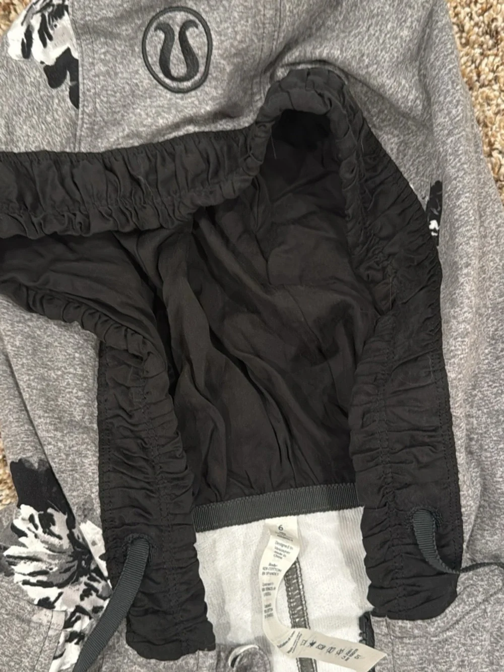 lululemon athletica Gray Floral Zip Hoodie